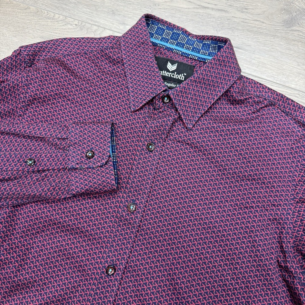Buttercloth Multicolor Geometric Button Up Shirt Men's Sz M Regular Fit L/S